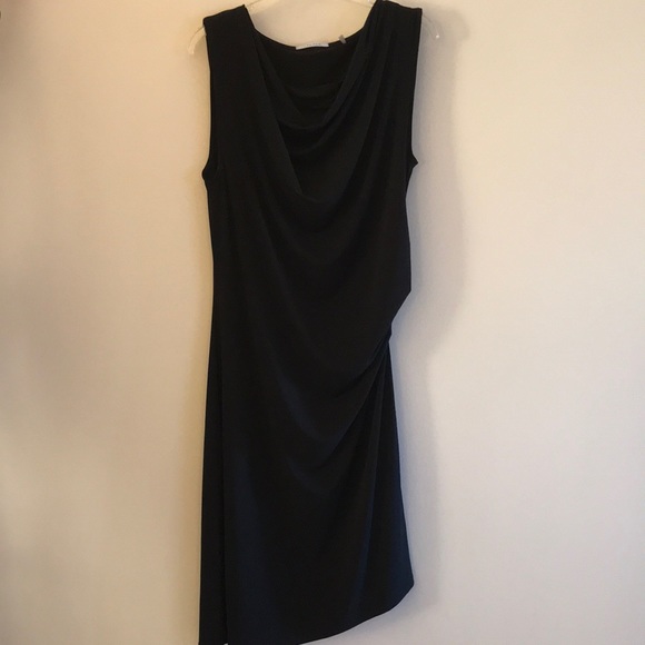 T Tahari Dresses & Skirts - T Tahari | Black Sleeveless Cowl Neck Ruched Side Asymmetrical Hem Dress Size L